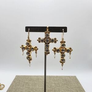 Virgins Saints & Angels Gold and Silver Cross Earrings